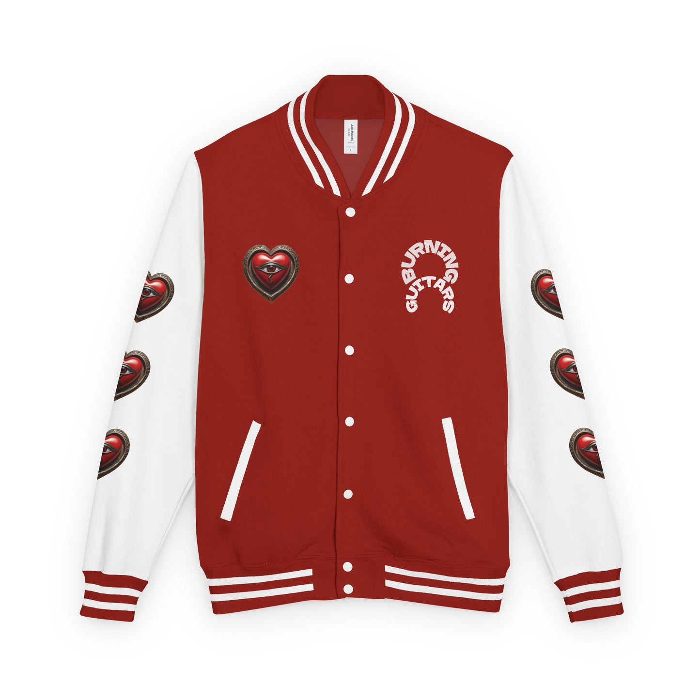Burning Guitars 3rd Eye Heart Unisex Heavyweight Letterman Jacket