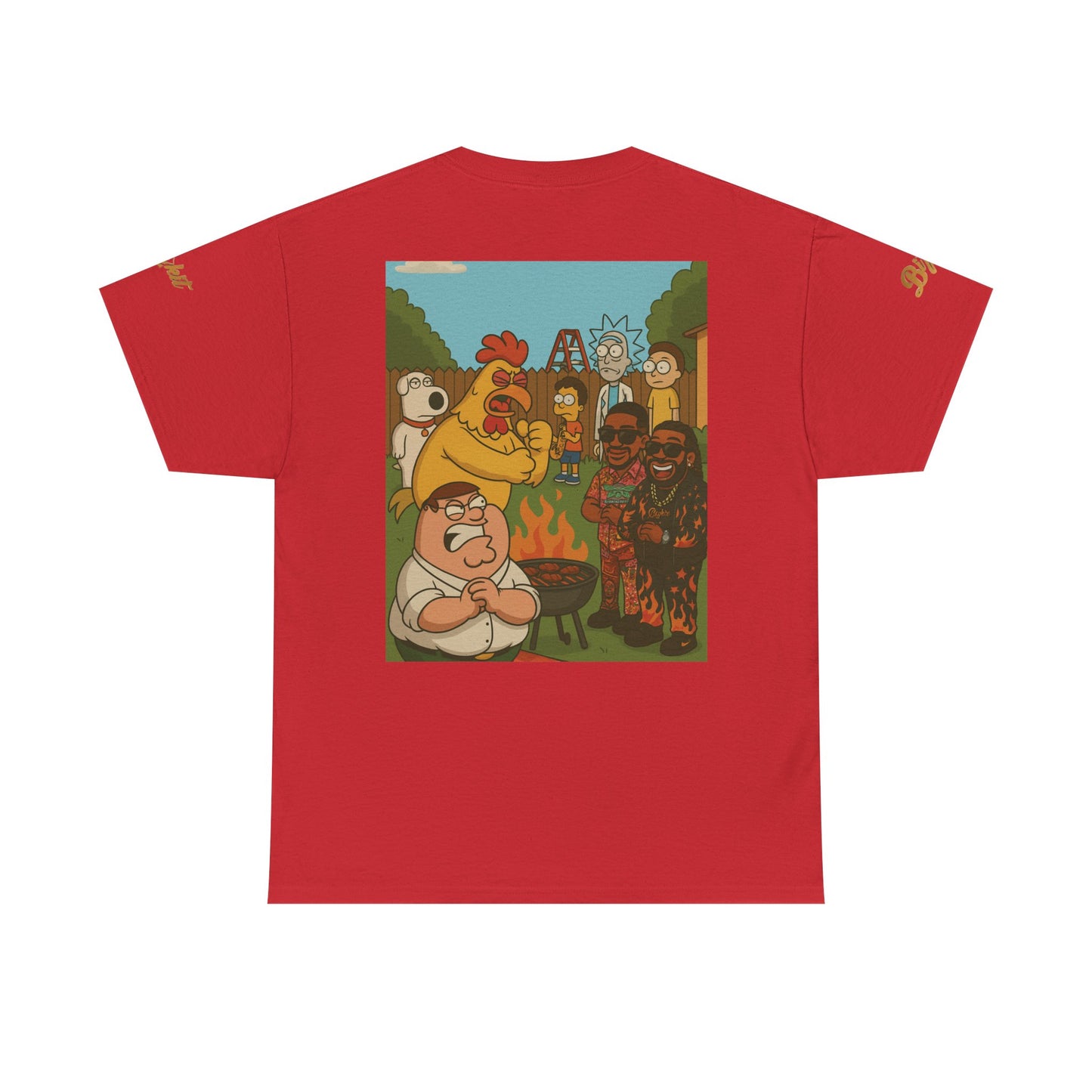 Meme/Parody Unisex Tee - BizkitBNB Limited Edition DTG Printed Cotton Shirt with Peter Griffin, The Chicken, Brian, Rick n Morty Design