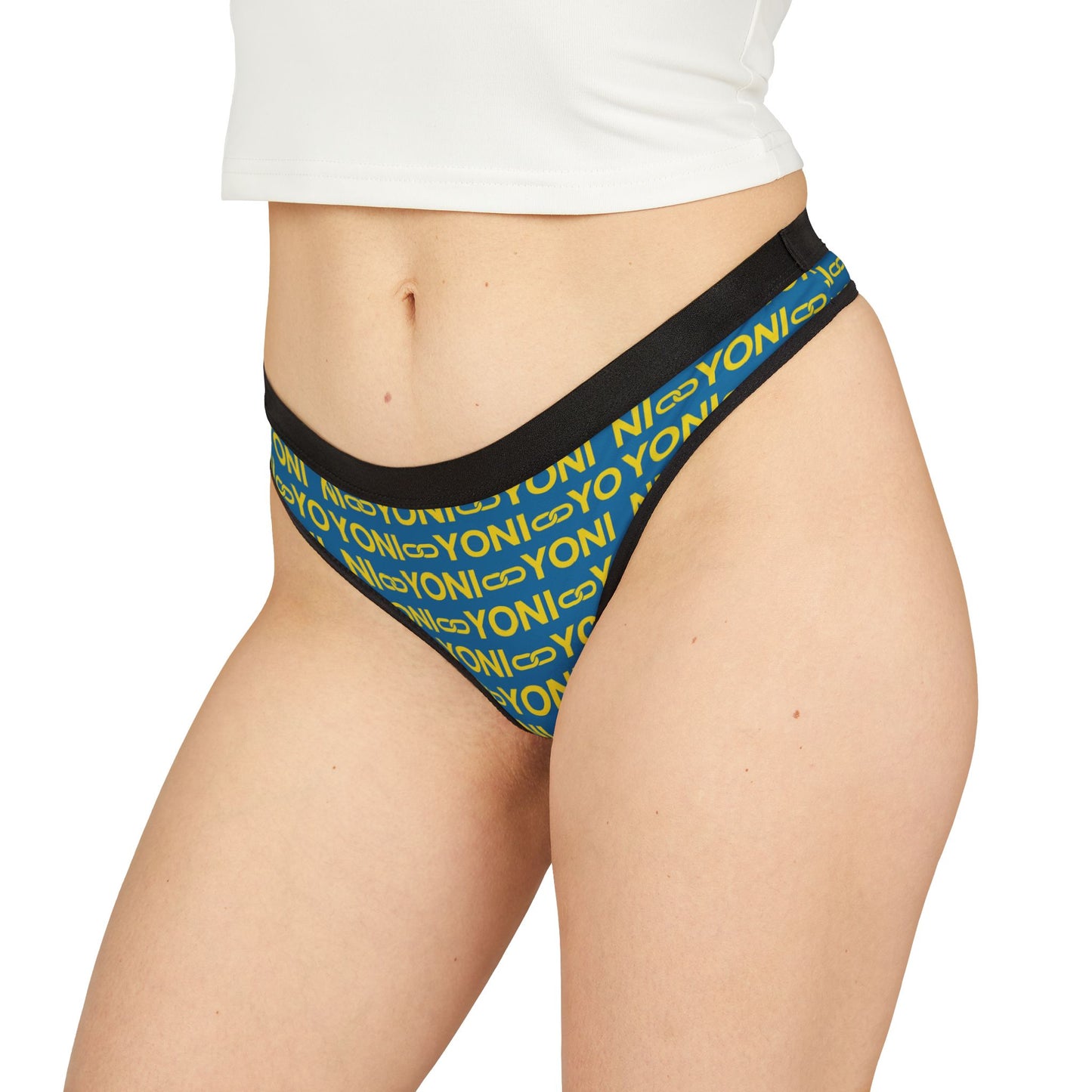 YO YONI Sky Blue Yellow Chain Link Women's Thongs