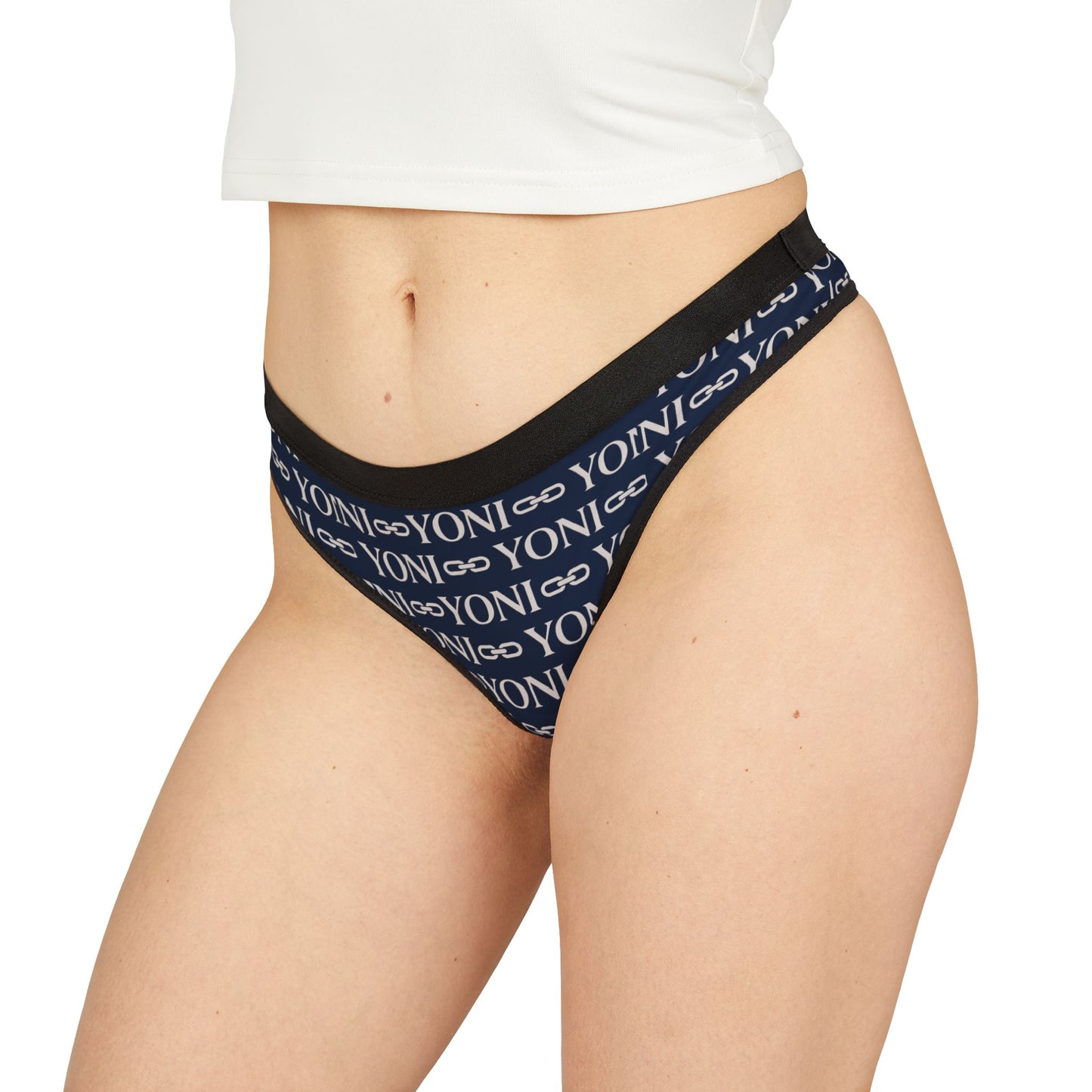 YONI Navy Blue Chain Link Women's Thongs