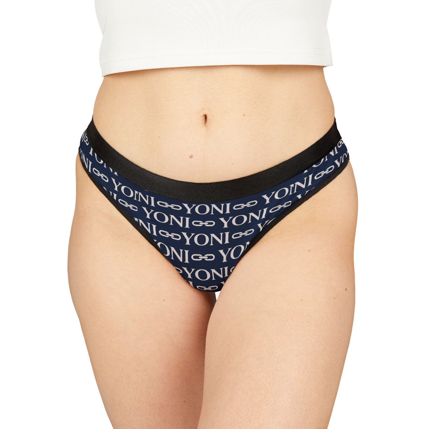 YONI Navy Blue Chain Link Women's Thongs