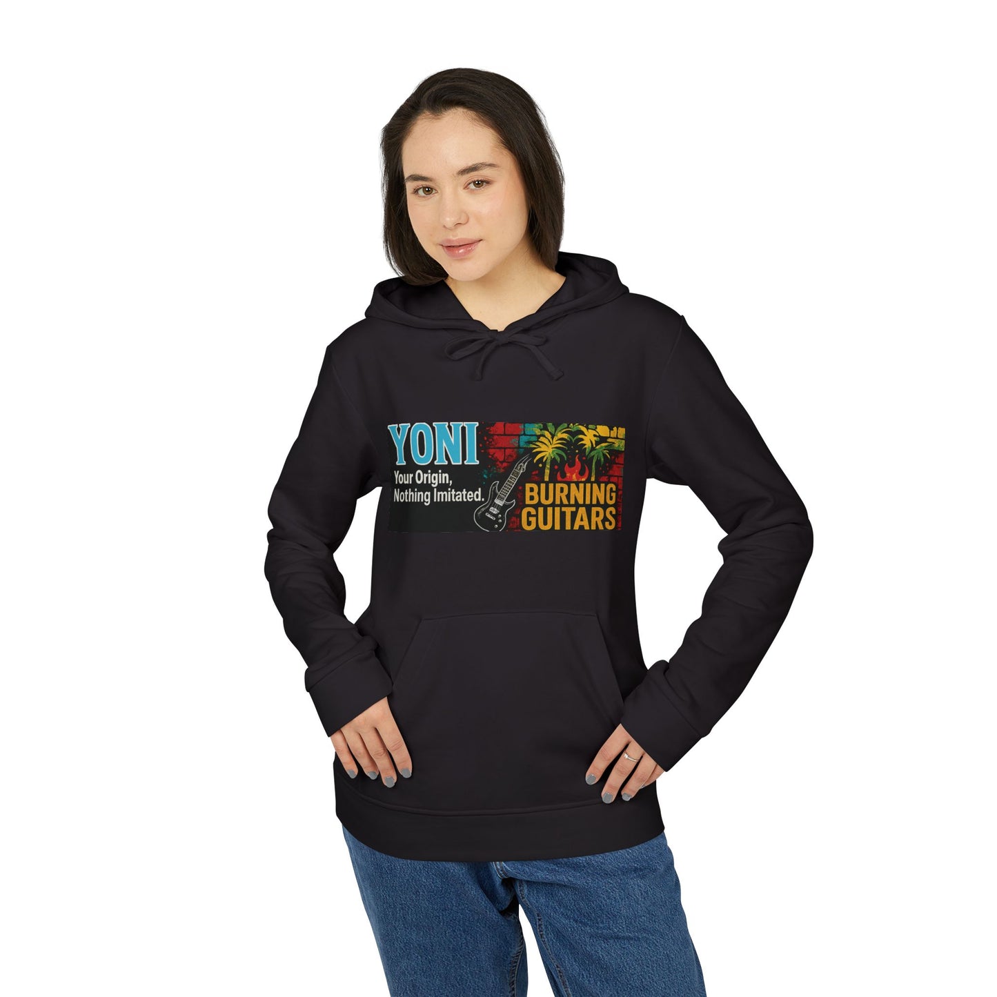 YONI, Burning Guitars & Adidas Unisex Fleece Hoodie