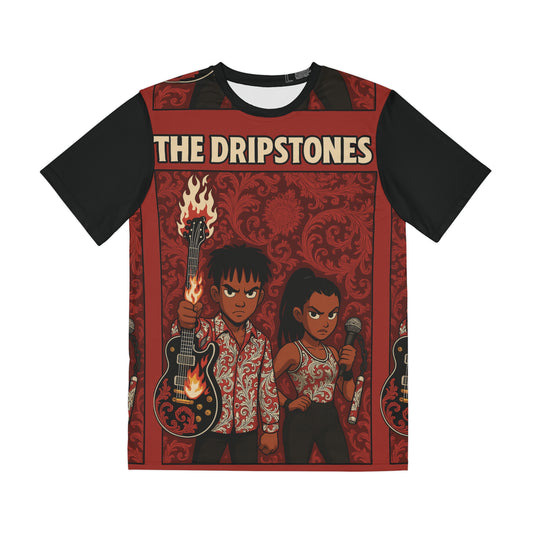 Unisex Black, Red and White Polyester Tee (AOP) The Dripstones Limited Collection
