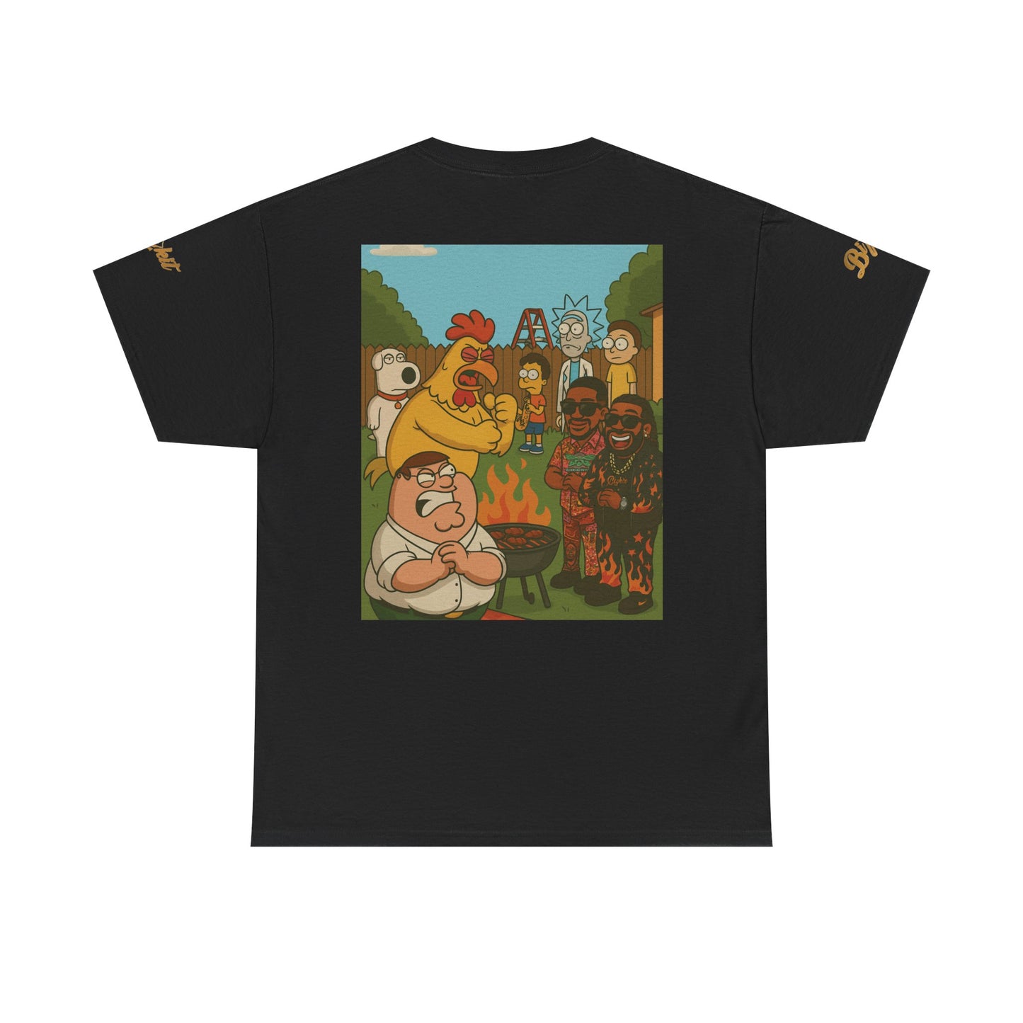 Meme/Parody Unisex Tee - BizkitBNB Limited Edition DTG Printed Cotton Shirt with Peter Griffin, The Chicken, Brian, Rick n Morty Design