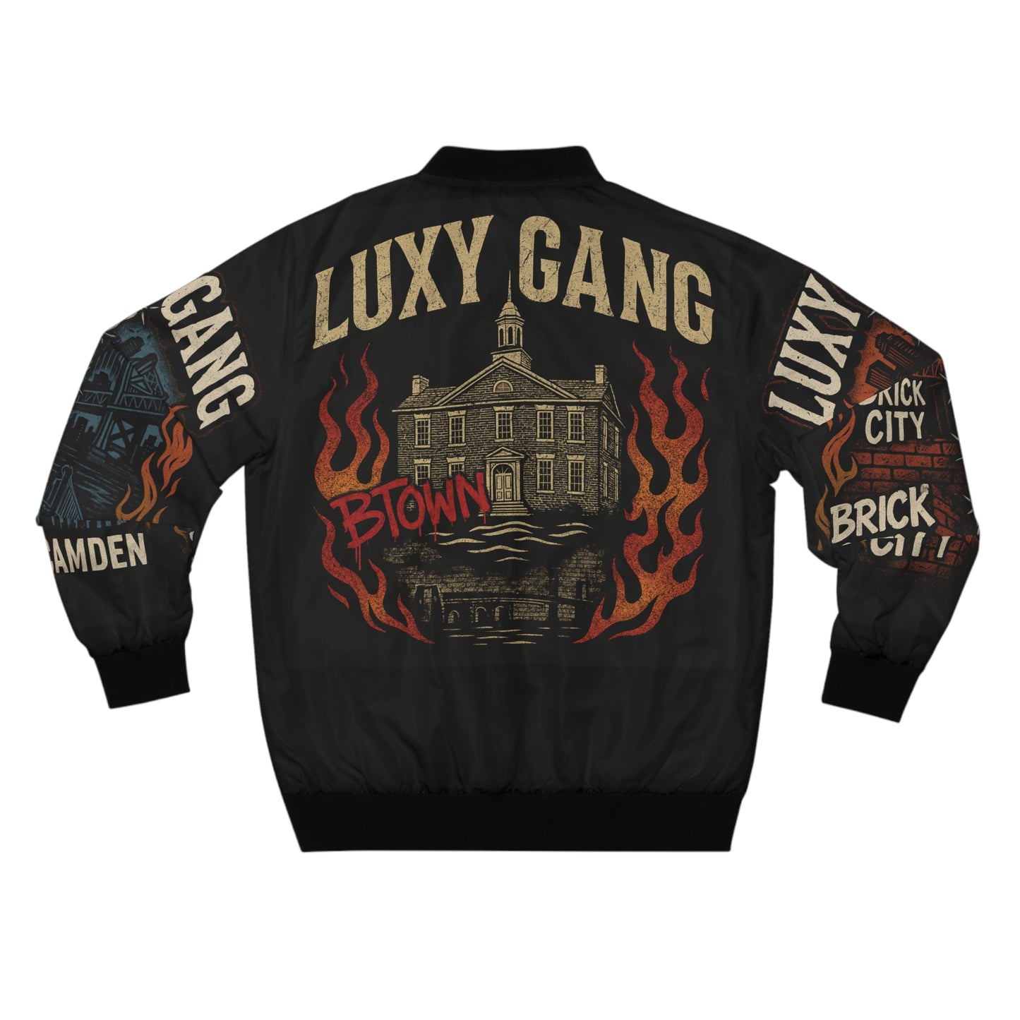 Luxy Gang Burlington B-Town,Camden & Brick City Men's Bomber Jacket (AOP)