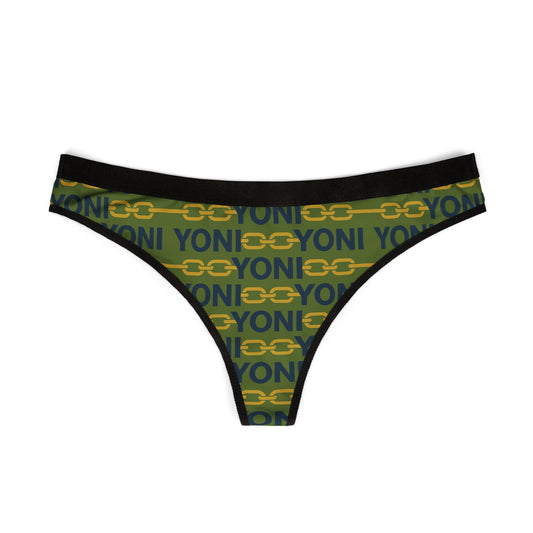 YONI Neon Green Yellow Chain Link Women's Thongs