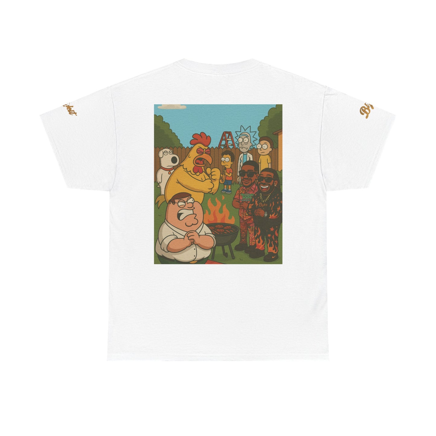 Meme/Parody Unisex Tee - BizkitBNB Limited Edition DTG Printed Cotton Shirt with Peter Griffin, The Chicken, Brian, Rick n Morty Design