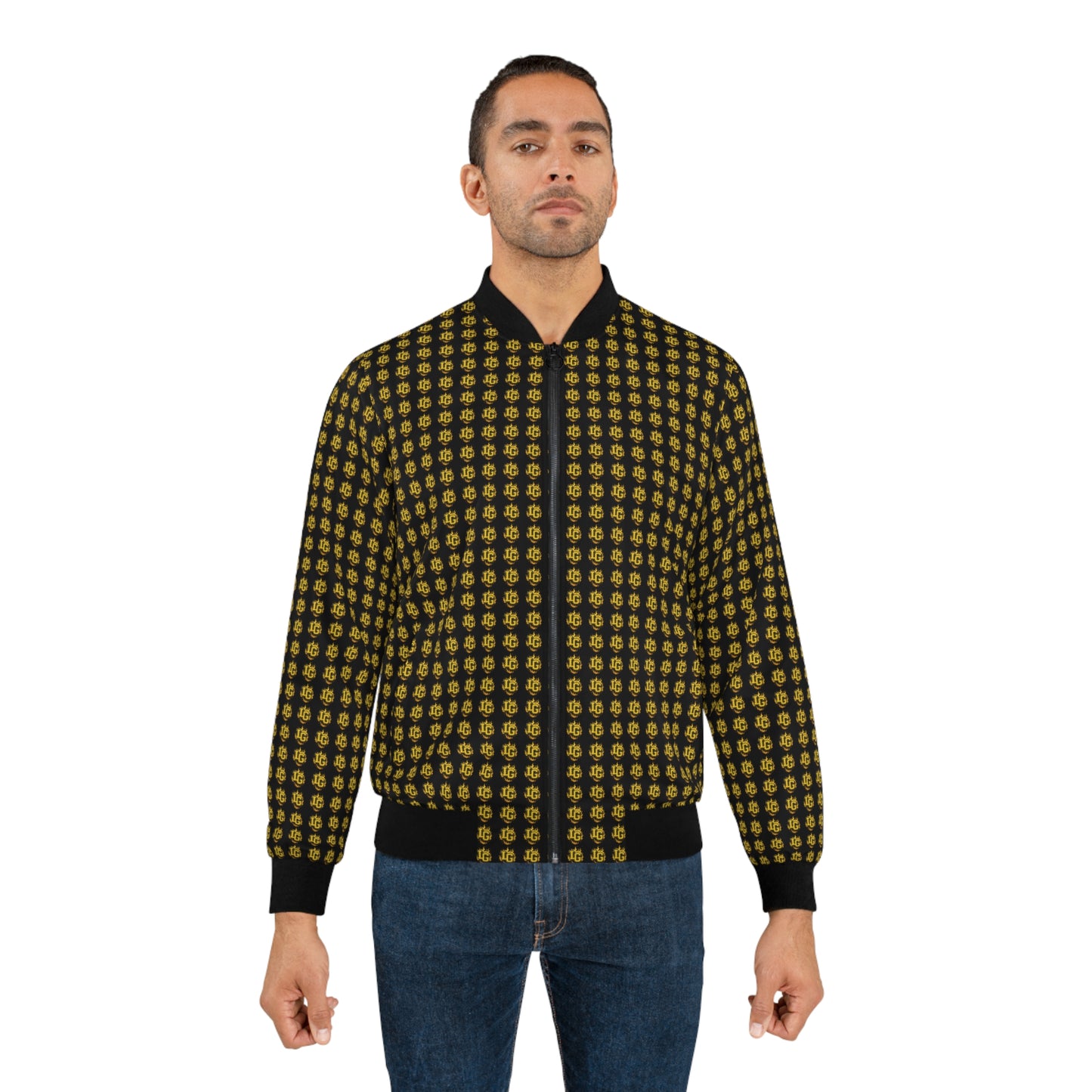 Luxary Group LG Monogram Black & Yellow Men's Bomber Jacket (AOP)