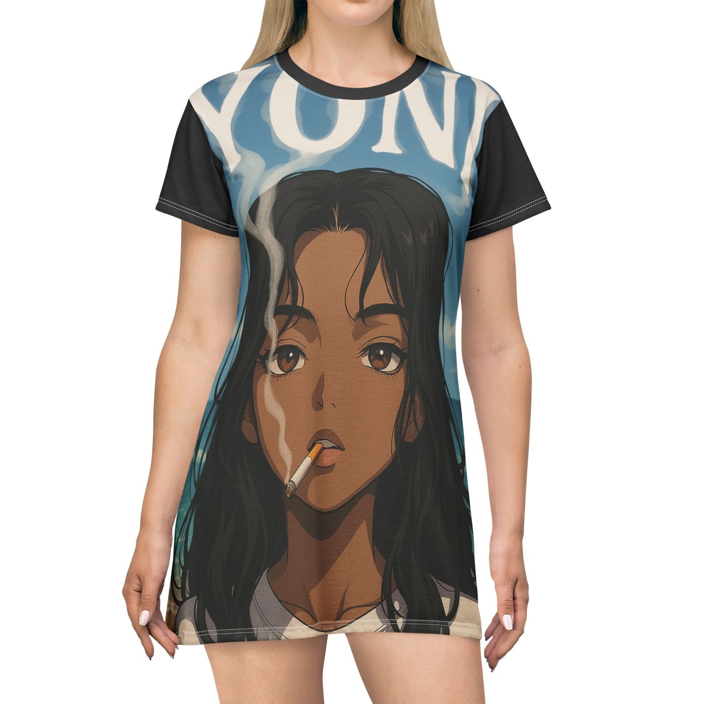 YONI Hazel Eyes Smoke T-Shirt Dress