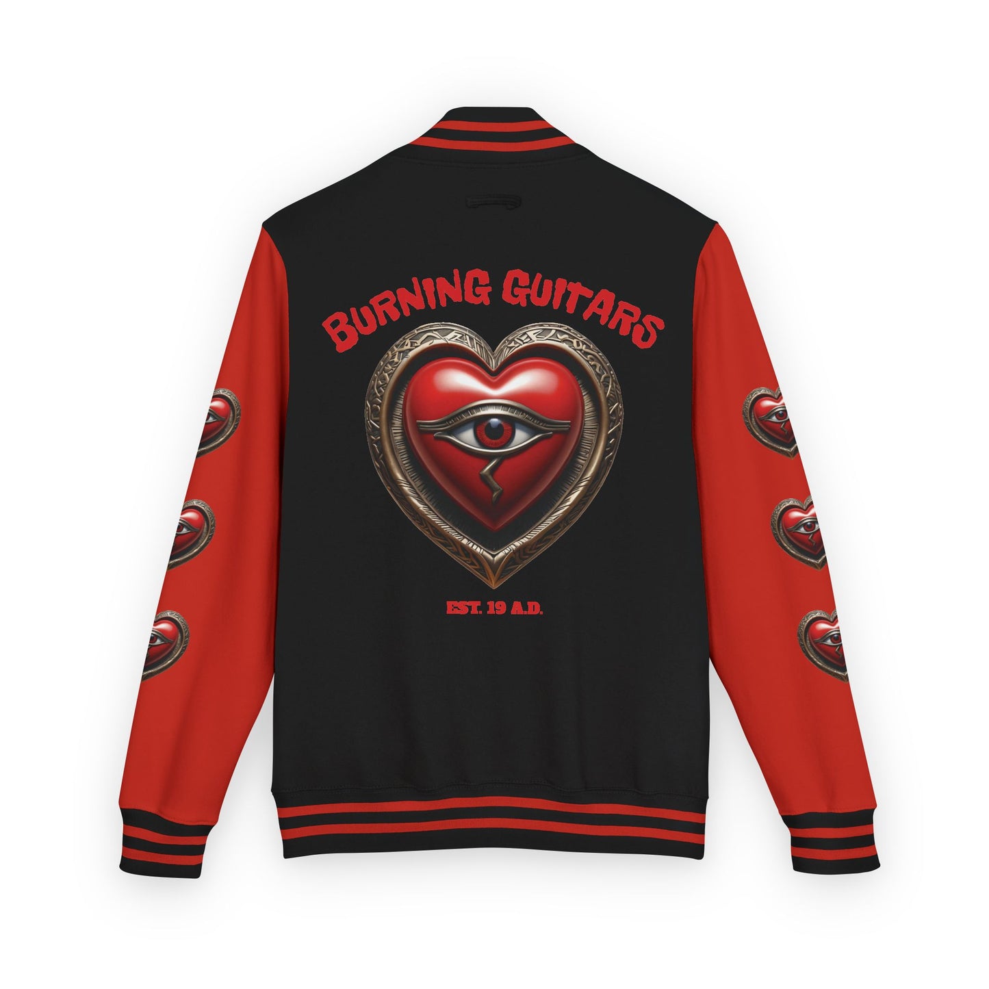 Burning Guitars 3rd Eye Heart Unisex Heavyweight Letterman Jacket