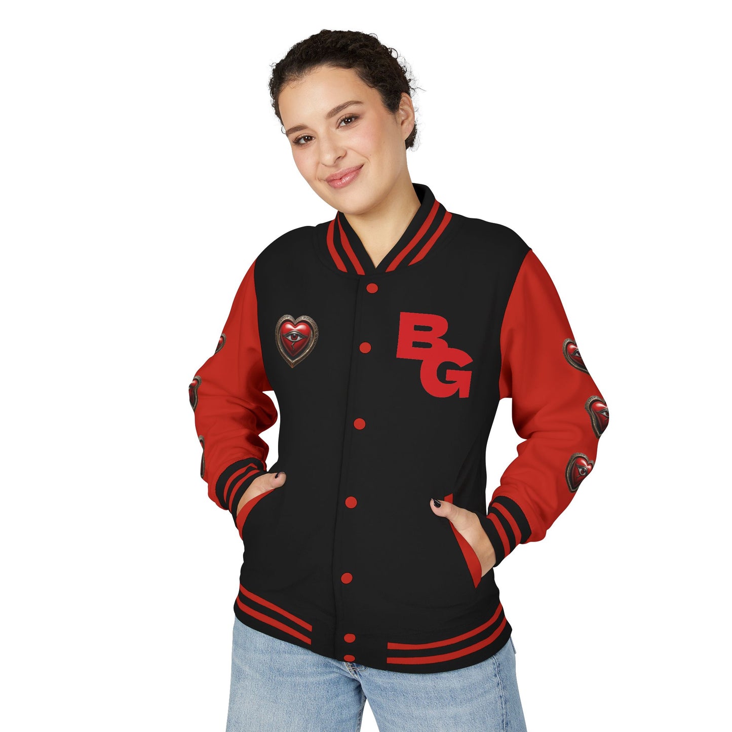 Burning Guitars 3rd Eye Heart Unisex Heavyweight Letterman Jacket