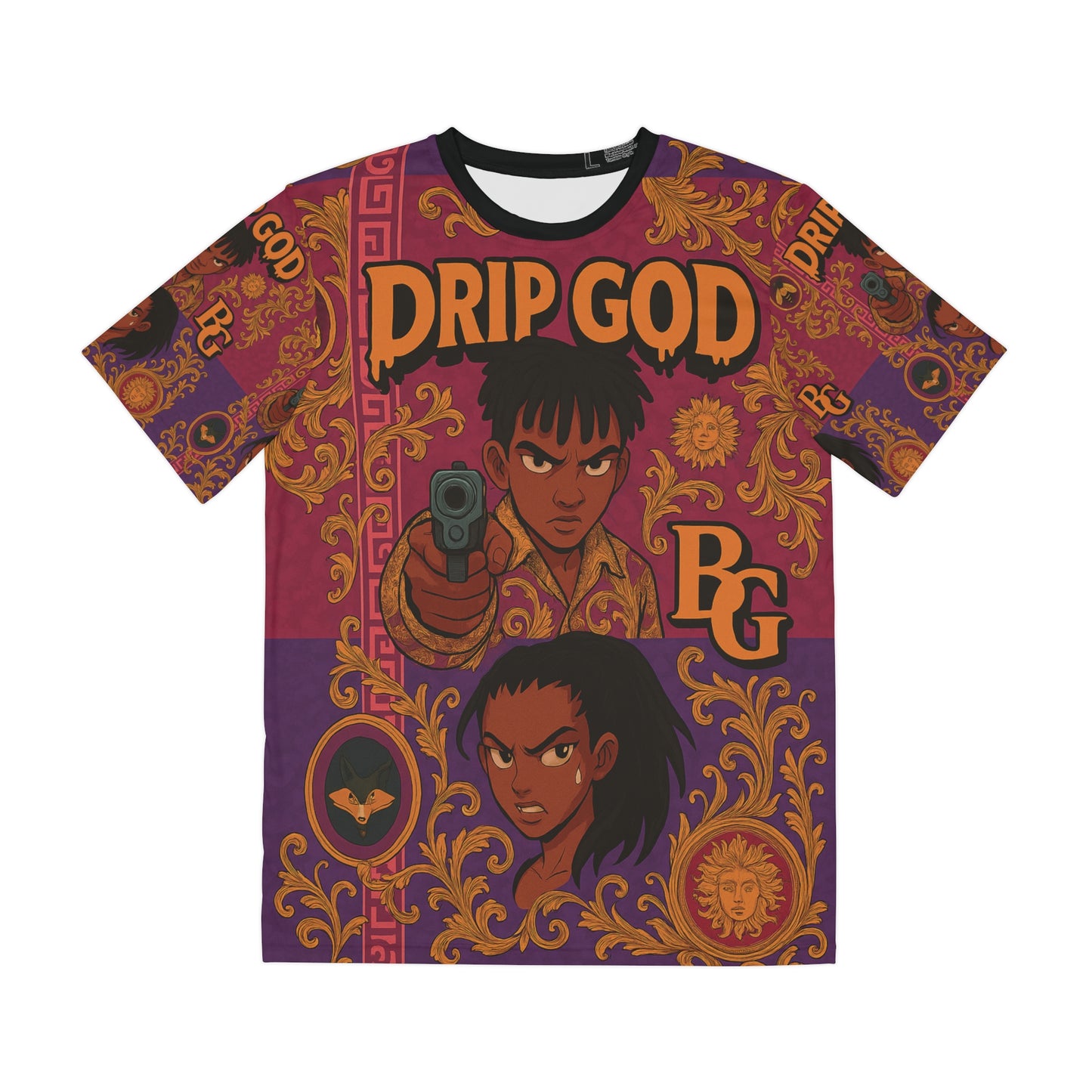 Unisex Pink Purple Polyester Tee (AOP) The Dripstones Limited Collection